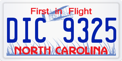 NC license plate DIC9325