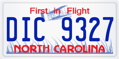 NC license plate DIC9327