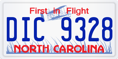 NC license plate DIC9328