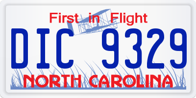 NC license plate DIC9329