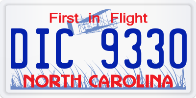NC license plate DIC9330