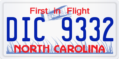 NC license plate DIC9332