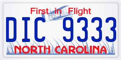 NC license plate DIC9333