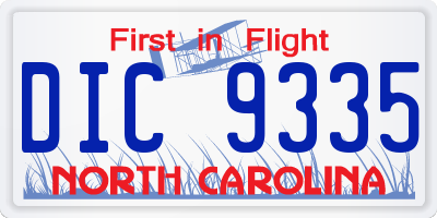 NC license plate DIC9335