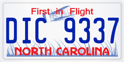 NC license plate DIC9337
