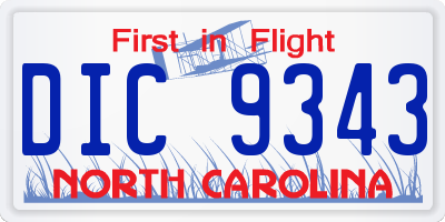 NC license plate DIC9343