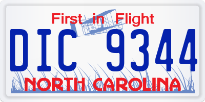 NC license plate DIC9344