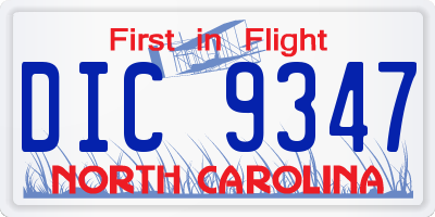 NC license plate DIC9347