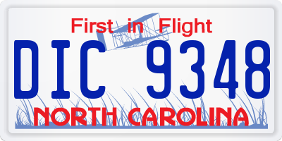 NC license plate DIC9348