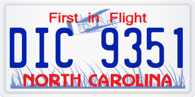 NC license plate DIC9351