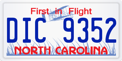 NC license plate DIC9352