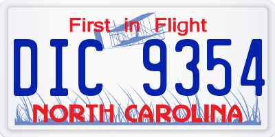 NC license plate DIC9354