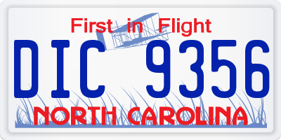 NC license plate DIC9356