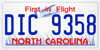 NC license plate DIC9358