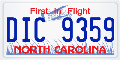 NC license plate DIC9359