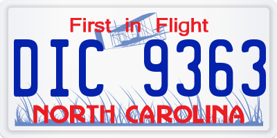NC license plate DIC9363