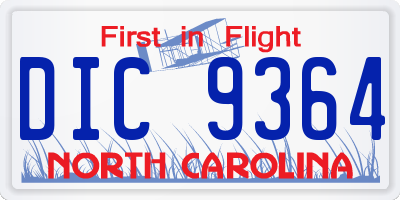 NC license plate DIC9364