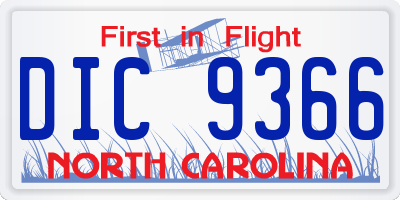 NC license plate DIC9366
