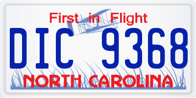 NC license plate DIC9368
