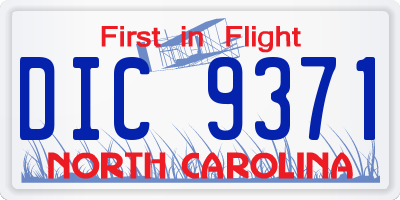 NC license plate DIC9371