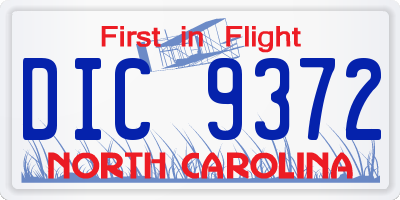NC license plate DIC9372
