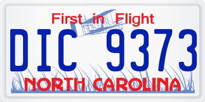 NC license plate DIC9373