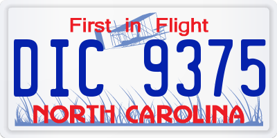NC license plate DIC9375