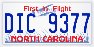 NC license plate DIC9377