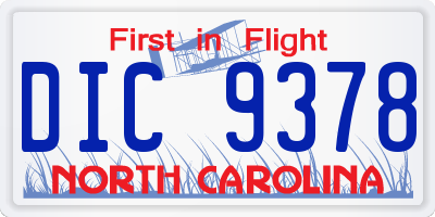 NC license plate DIC9378