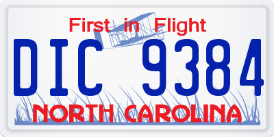 NC license plate DIC9384
