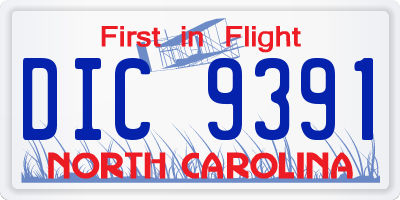NC license plate DIC9391