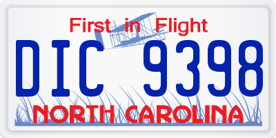 NC license plate DIC9398
