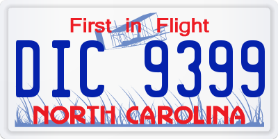 NC license plate DIC9399