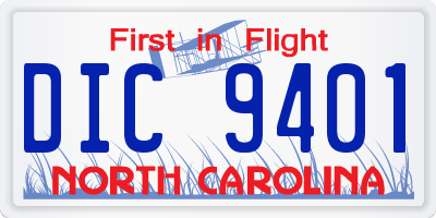 NC license plate DIC9401