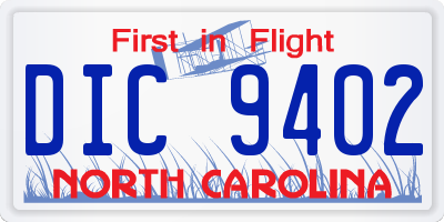 NC license plate DIC9402