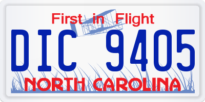 NC license plate DIC9405