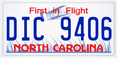NC license plate DIC9406