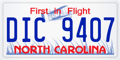 NC license plate DIC9407