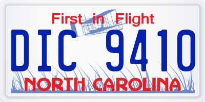 NC license plate DIC9410