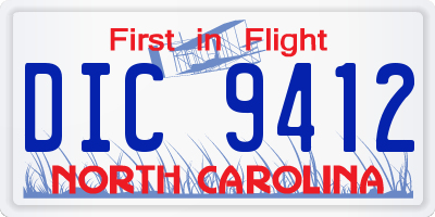 NC license plate DIC9412