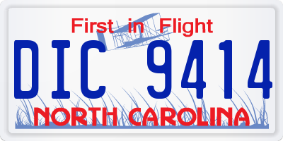 NC license plate DIC9414