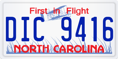 NC license plate DIC9416