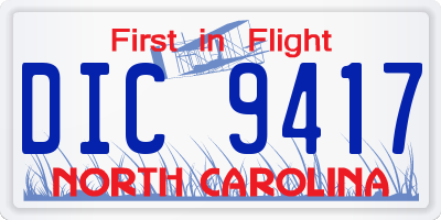 NC license plate DIC9417