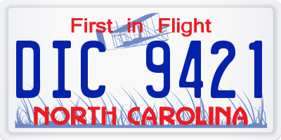 NC license plate DIC9421