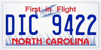 NC license plate DIC9422