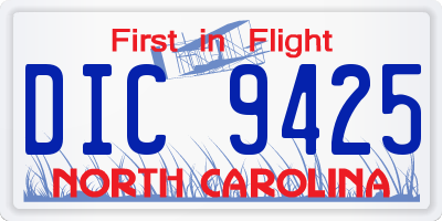 NC license plate DIC9425