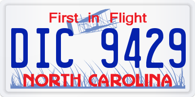 NC license plate DIC9429