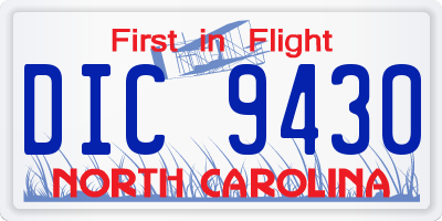 NC license plate DIC9430