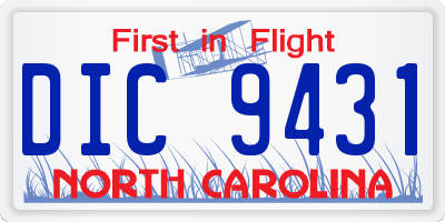 NC license plate DIC9431
