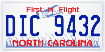 NC license plate DIC9432